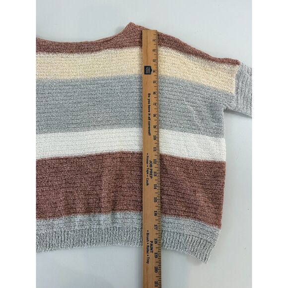 Cozy Casual Women's Neutral Multicolor Stripe Lightweight Sweater Size S / M - Picture 7 of 9